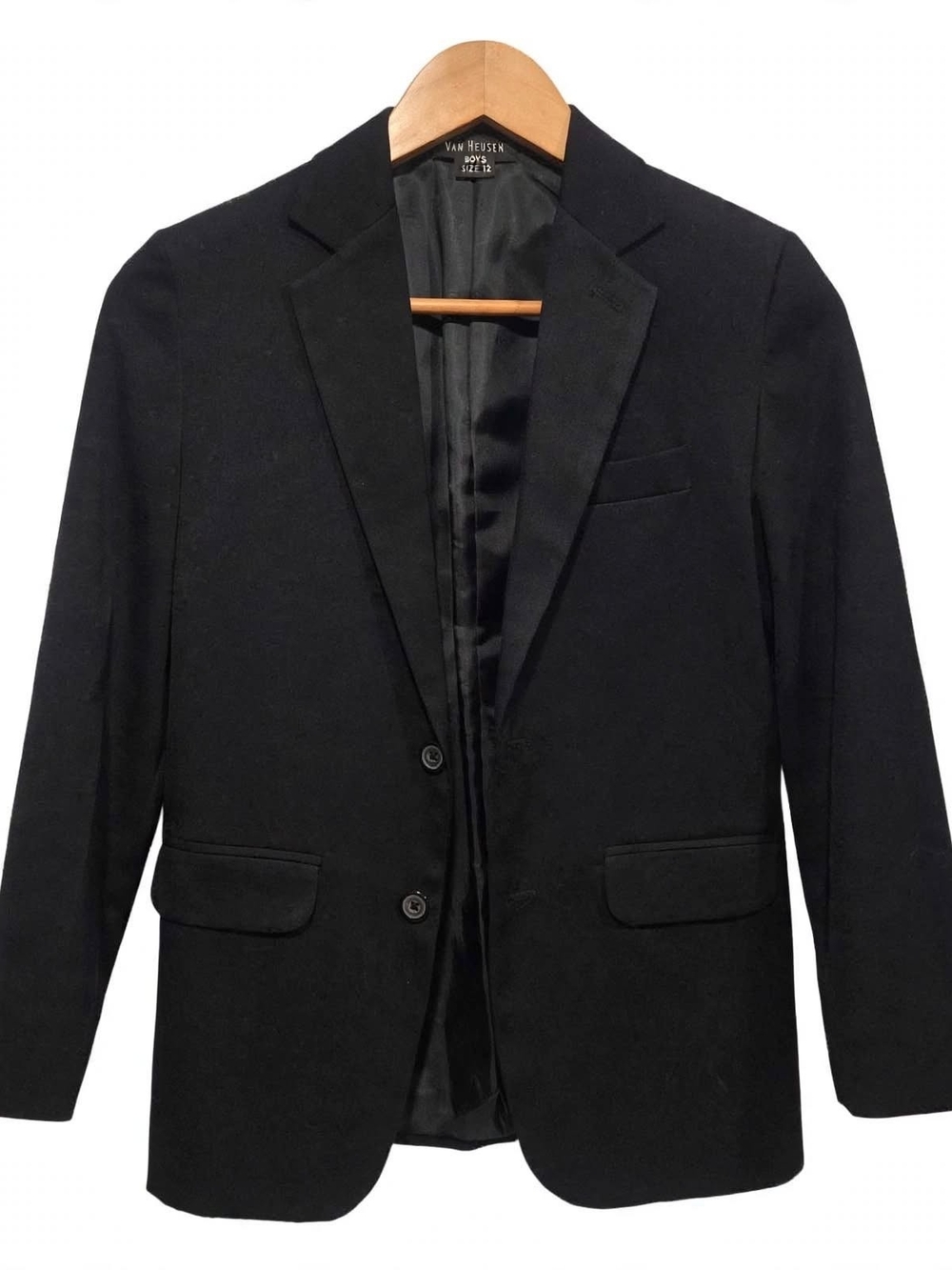Van Heusen Boys Black Blazer Size 12 REG Formal Suit Jacket 2 Button .